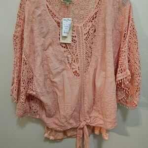 Democracy Peach Lace Blouse